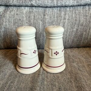 Vintage Longaberger Salt and Pepper Set Woven Traditions in Classic Red Kitchen